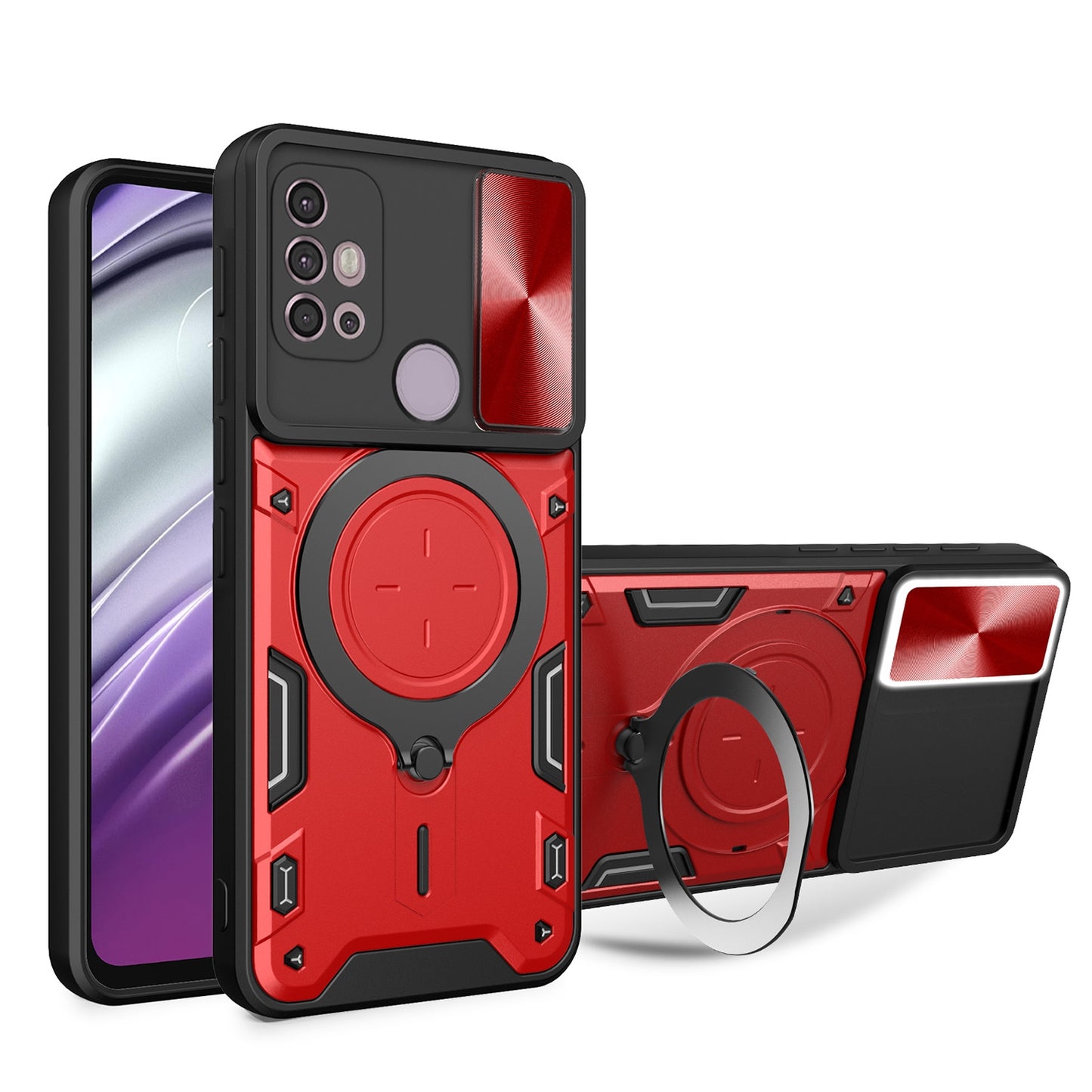 Motorola Moto G30 Magnetic Holder CD Texture Sliding Camshield Phone Case, TPU PC Shockproof Cover
