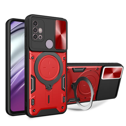 Motorola Moto G10 Magnetic Holder CD Texture Sliding Camshield Phone Case, TPU PC Shockproof Cover
