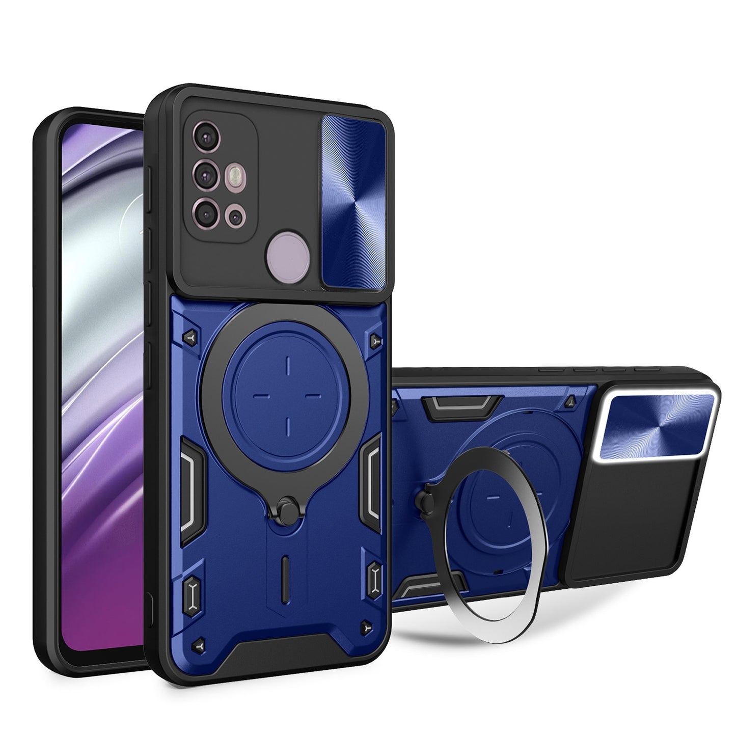 Motorola Moto G30 Magnetic Holder CD Texture Sliding Camshield Phone Case, TPU PC Shockproof Cover