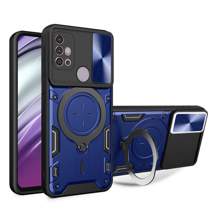 Motorola Moto G10 Magnetic Holder CD Texture Sliding Camshield Phone Case, TPU PC Shockproof Cover