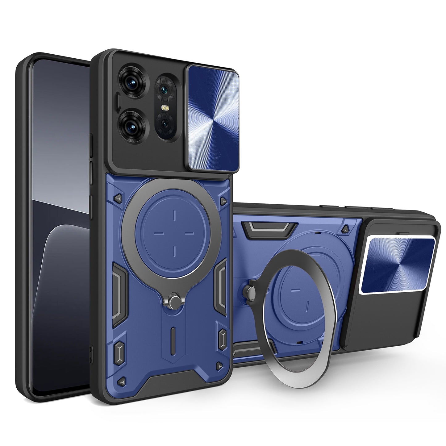 Motorola Edge 50 Pro Magnetic Holder CD Texture Sliding Camshield Phone Case, TPU PC Shockproof Cover