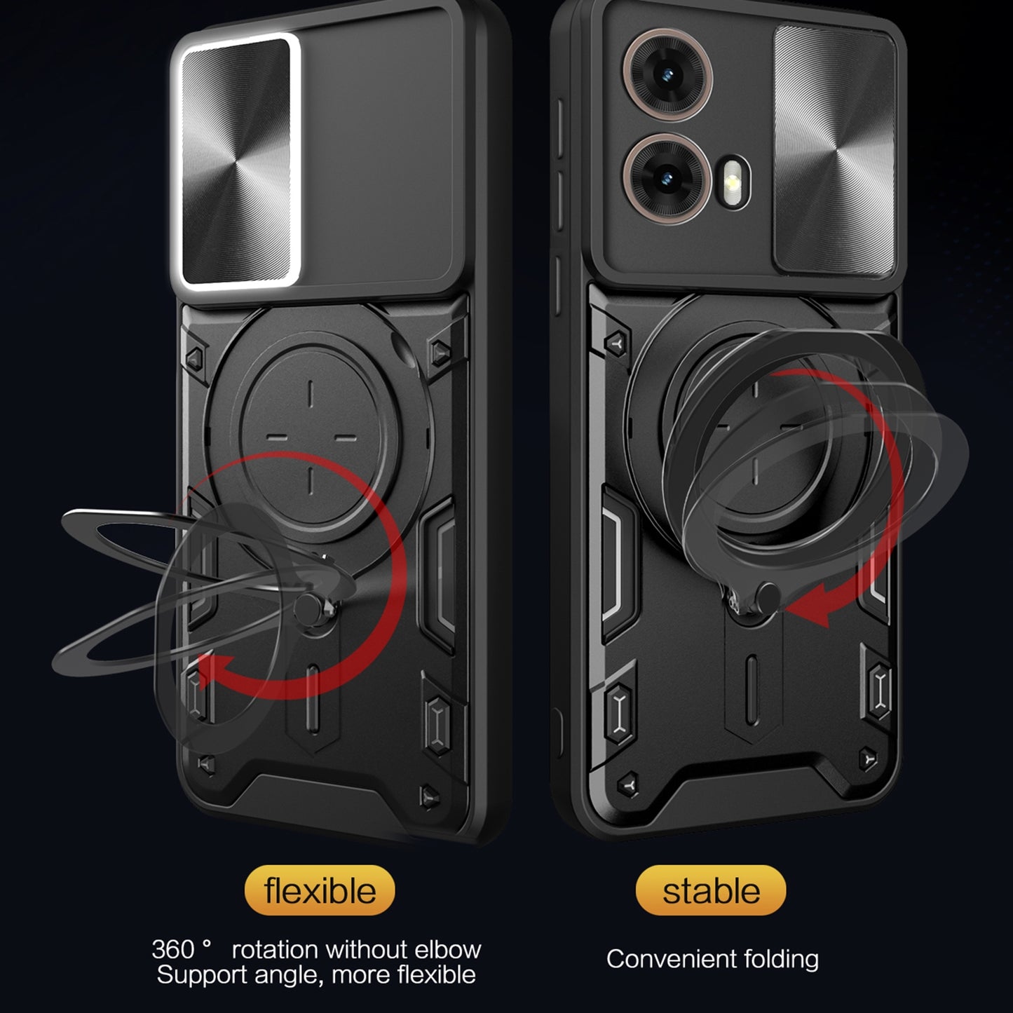 Motorola Moto G85 Magnetic Holder CD Texture Sliding Camshield Phone Case, TPU PC Shockproof Cover