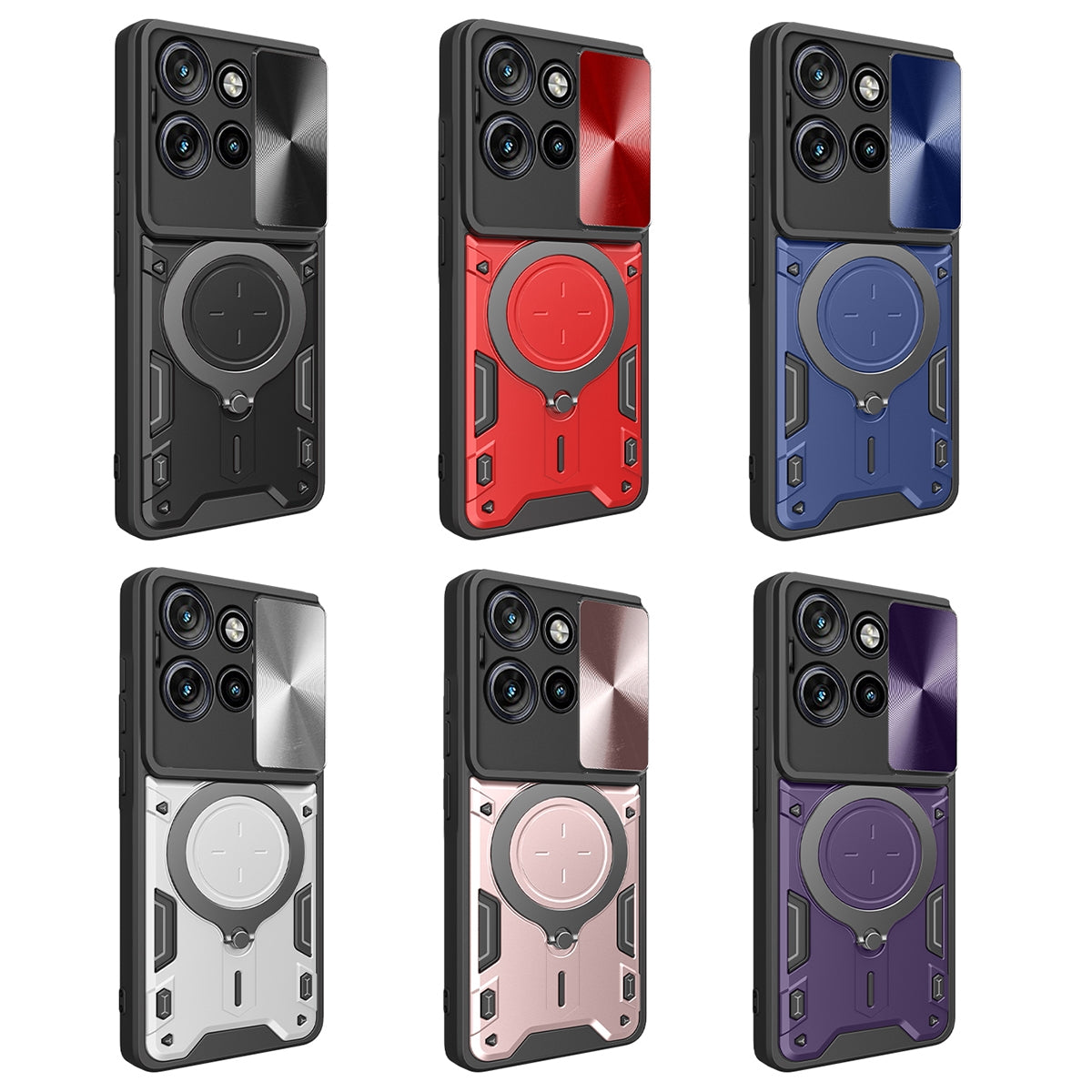 Motorola Edge 50 Neo Magnetic Holder CD Texture Sliding Camshield Phone Case, TPU PC Shockproof Cover