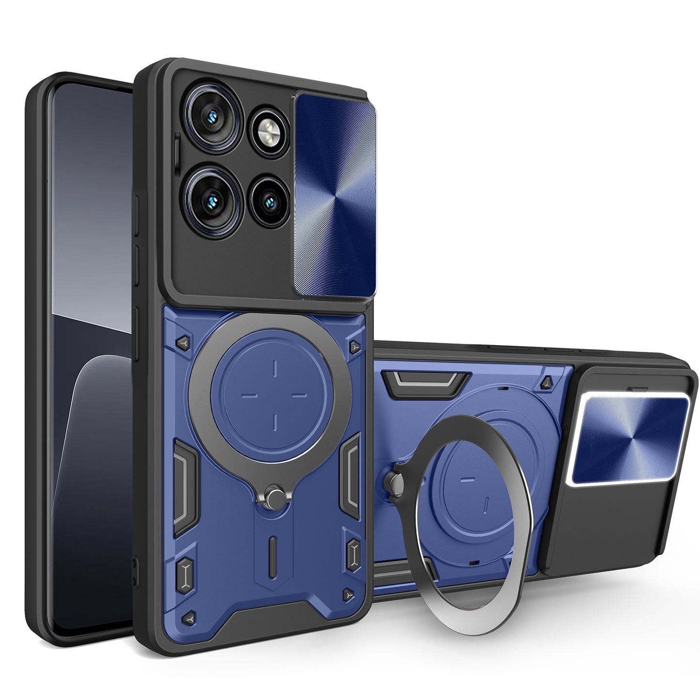 Motorola Edge 50 Neo Magnetic Holder CD Texture Sliding Camshield Phone Case, TPU PC Shockproof Cover