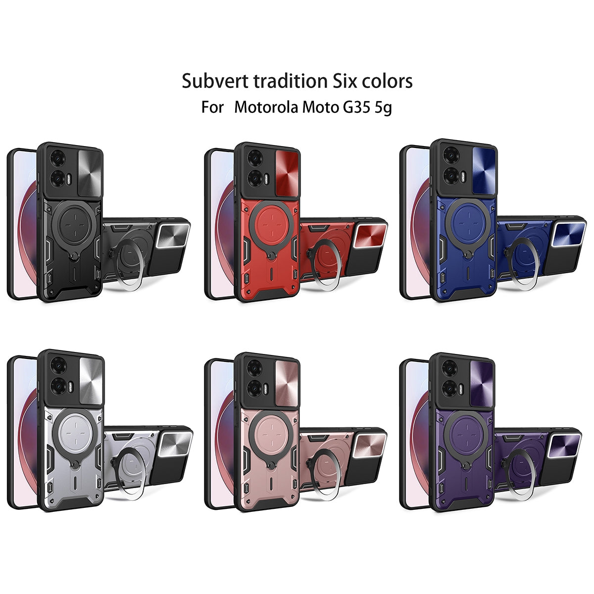 Motorola Moto G35 Magnetic Holder CD Texture Sliding Camshield Phone Case, TPU PC Shockproof Cover