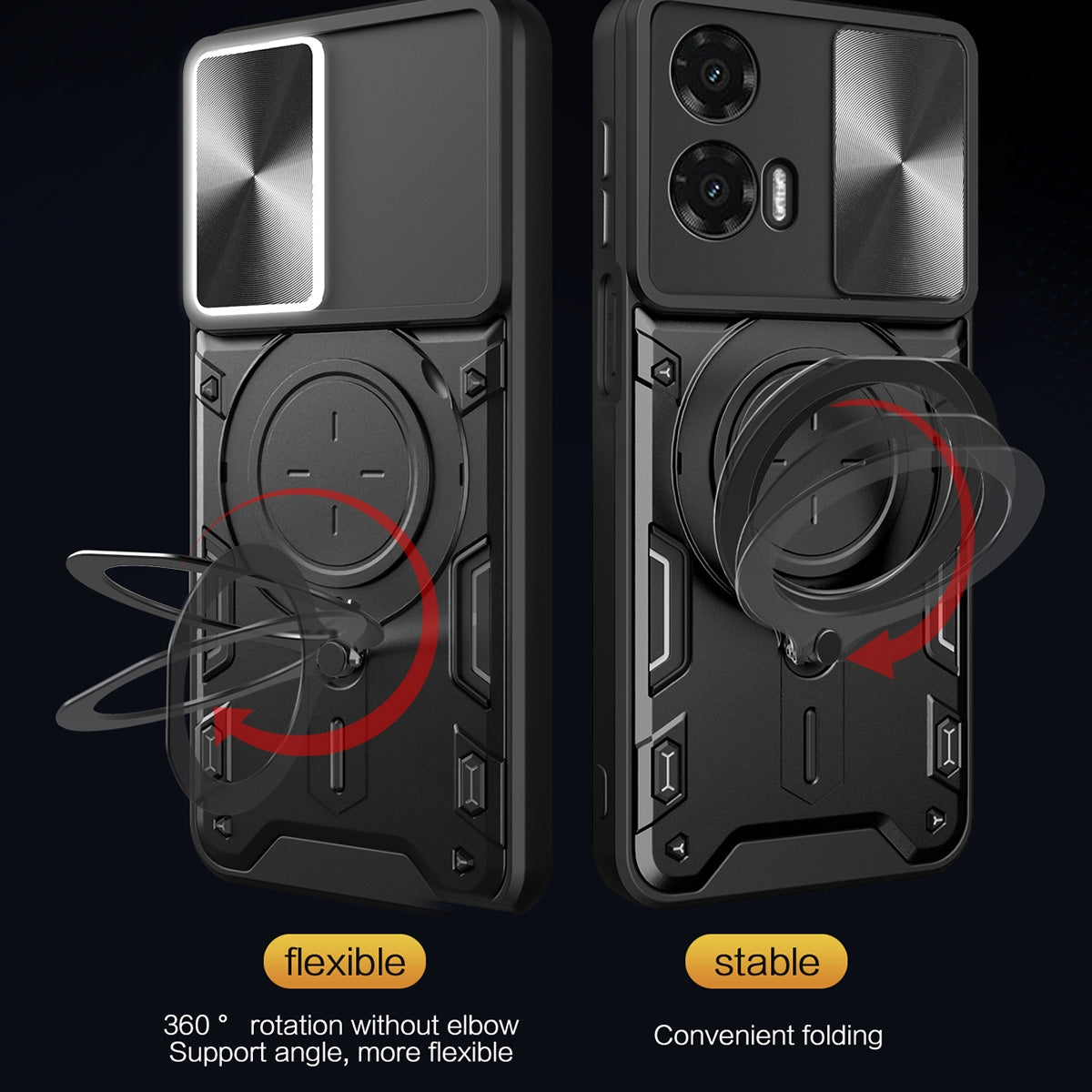 Motorola Moto G35 Magnetic Holder CD Texture Sliding Camshield Phone Case, TPU PC Shockproof Cover