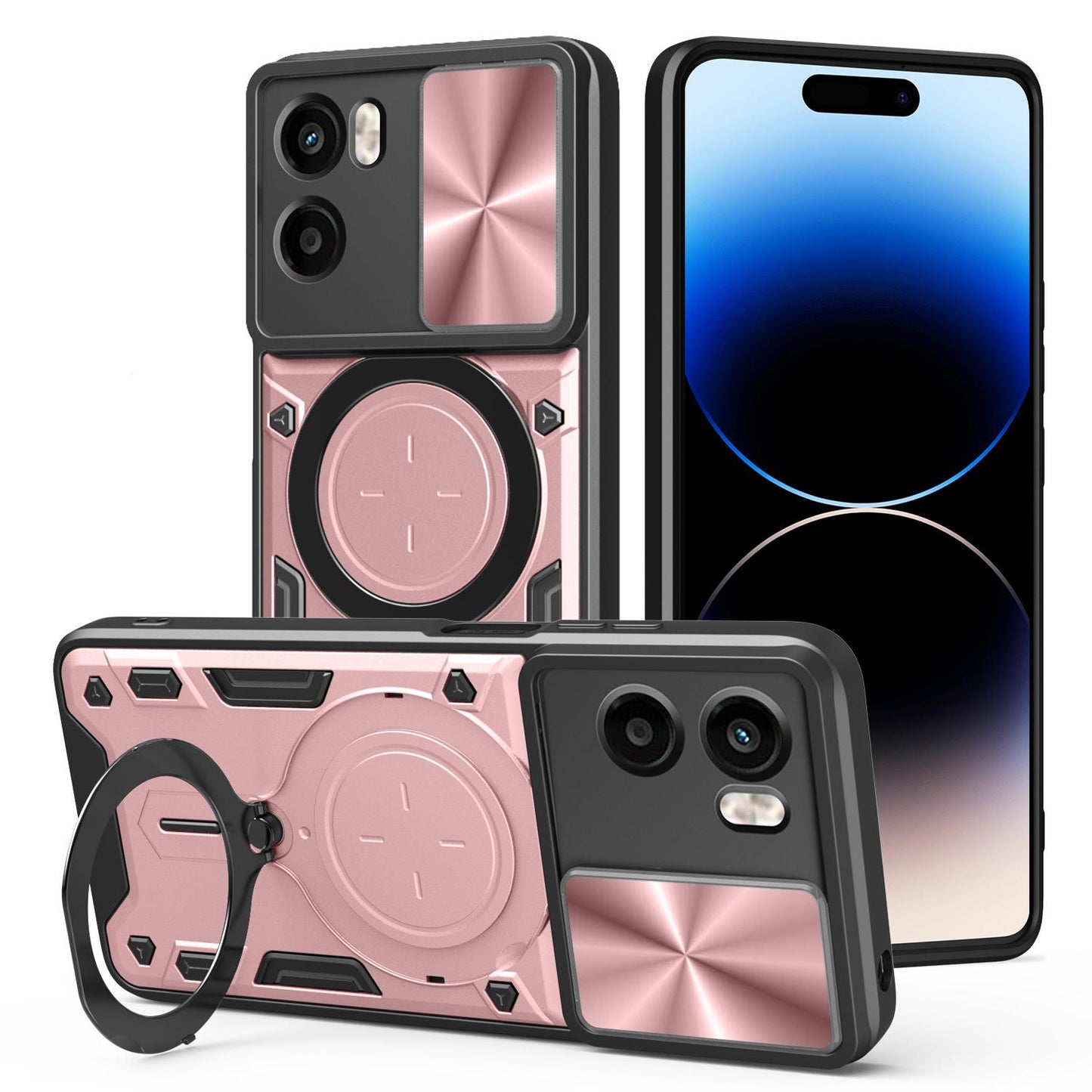 Motorola Moto G05 Magnetic Holder CD Texture Sliding Camshield Phone Case, TPU PC Shockproof Cover
