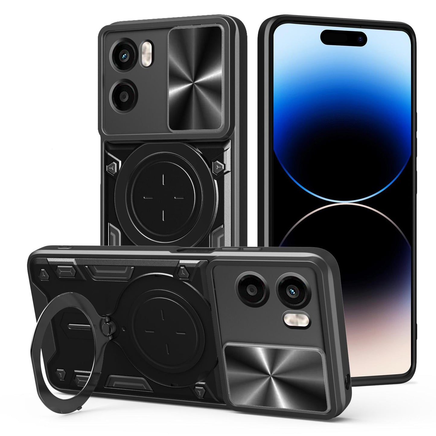 Motorola Moto G05 Magnetic Holder CD Texture Sliding Camshield Phone Case, TPU PC Shockproof Cover