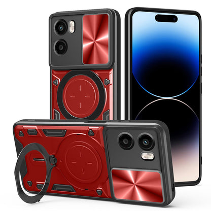 Motorola Moto G05 Magnetic Holder CD Texture Sliding Camshield Phone Case, TPU PC Shockproof Cover