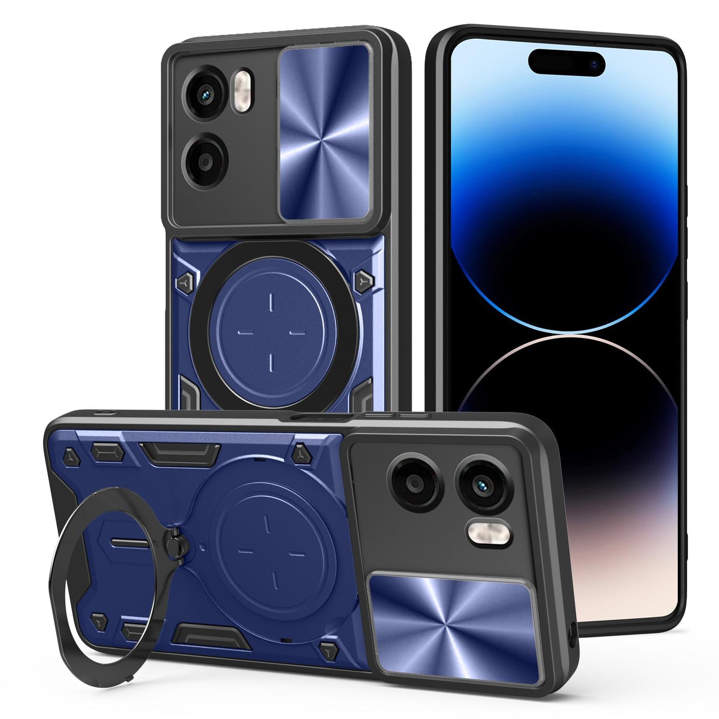 Motorola Moto G05 Magnetic Holder CD Texture Sliding Camshield Phone Case, TPU PC Shockproof Cover
