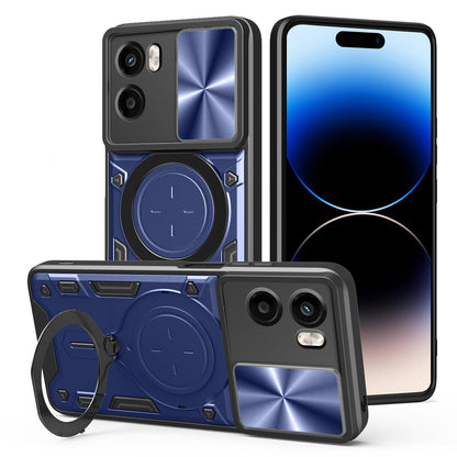 Motorola Moto G05 Magnetic Holder CD Texture Sliding Camshield Phone Case, TPU PC Shockproof Cover