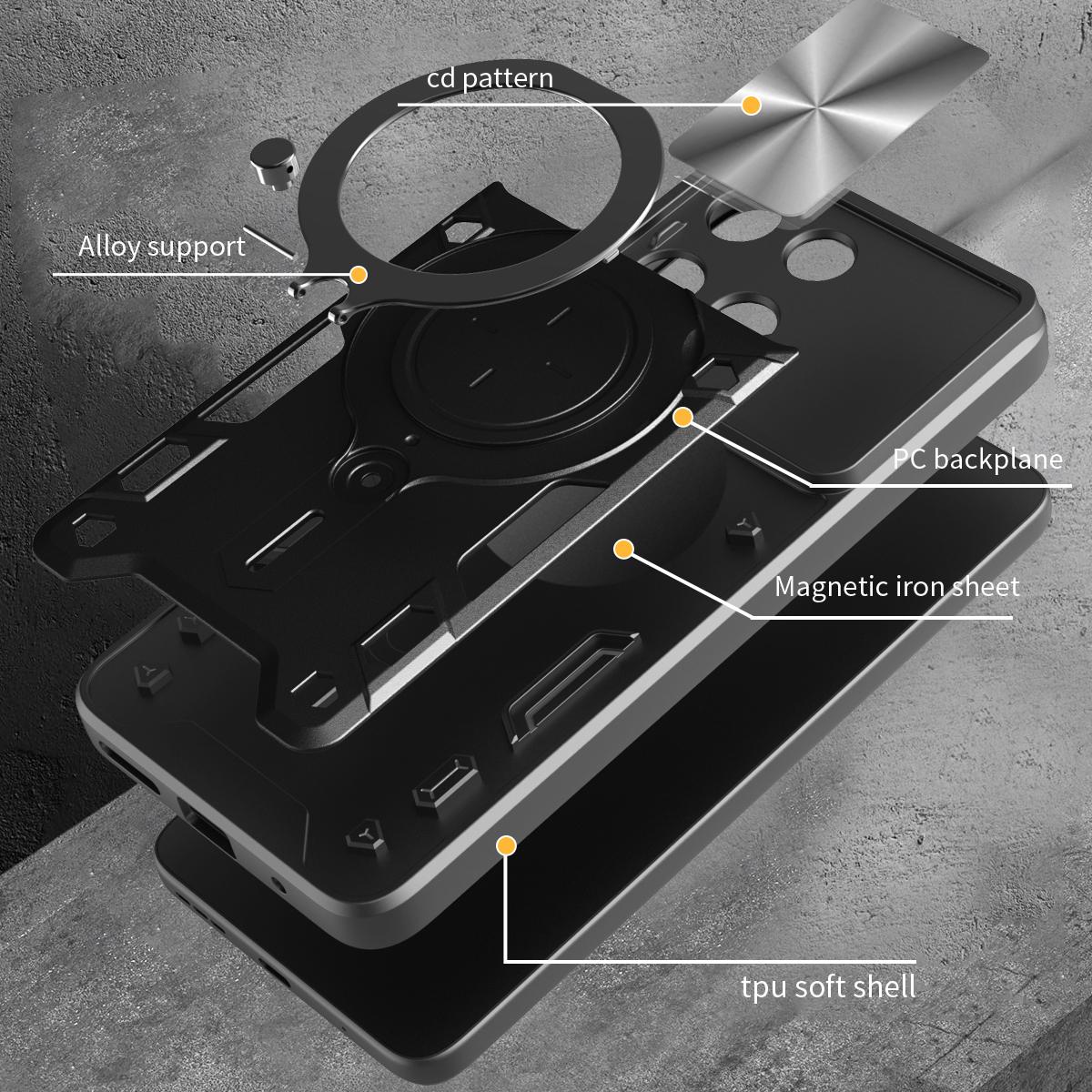 Motorola Moto G75 5G Magnetic Holder CD Texture Sliding Camshield Phone Case, TPU PC Shockproof Cover