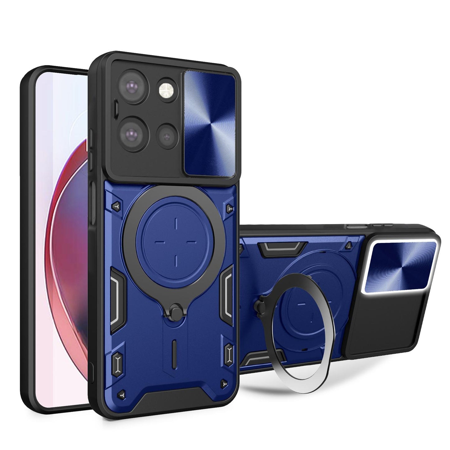 Motorola Moto G 2025 Magnetic Holder CD Texture Sliding Camshield Phone Case, TPU PC Shockproof Cover