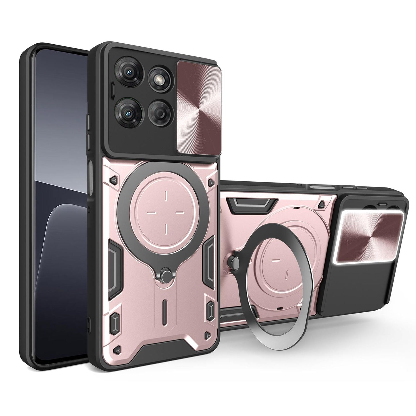 Motorola Moto G Power 2025 Magnetic Holder CD Texture Sliding Camshield Phone Case, TPU PC Shockproof Cover