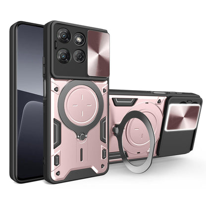 Motorola Moto G Power 2025 Magnetic Holder CD Texture Sliding Camshield Phone Case, TPU PC Shockproof Cover
