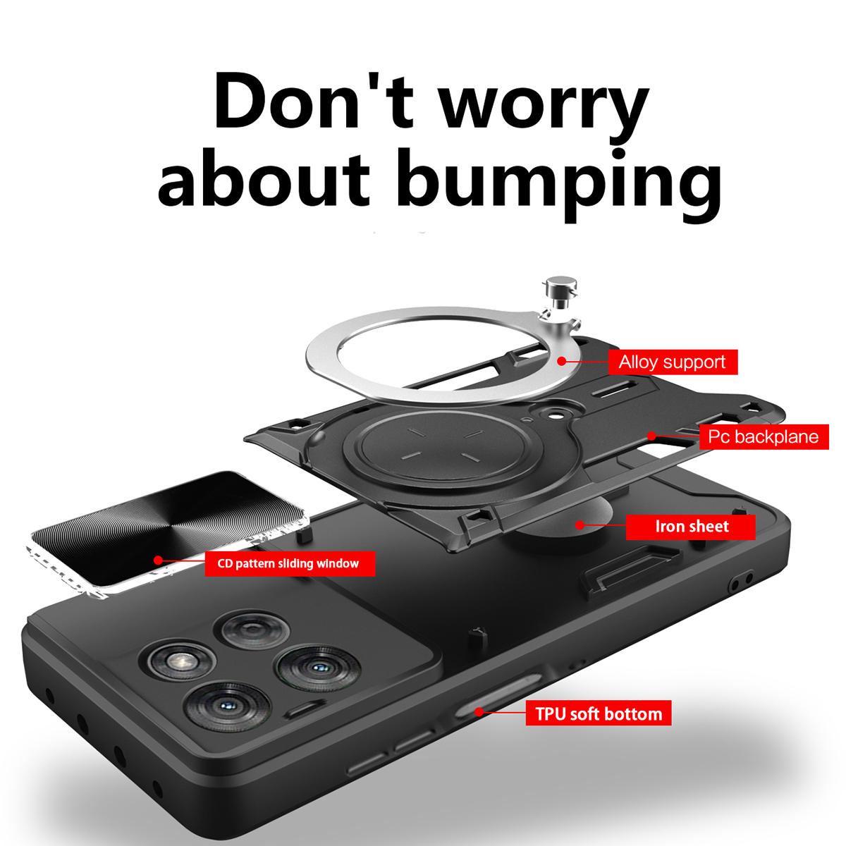 Motorola Moto G Power 2025 Magnetic Holder CD Texture Sliding Camshield Phone Case, TPU PC Shockproof Cover