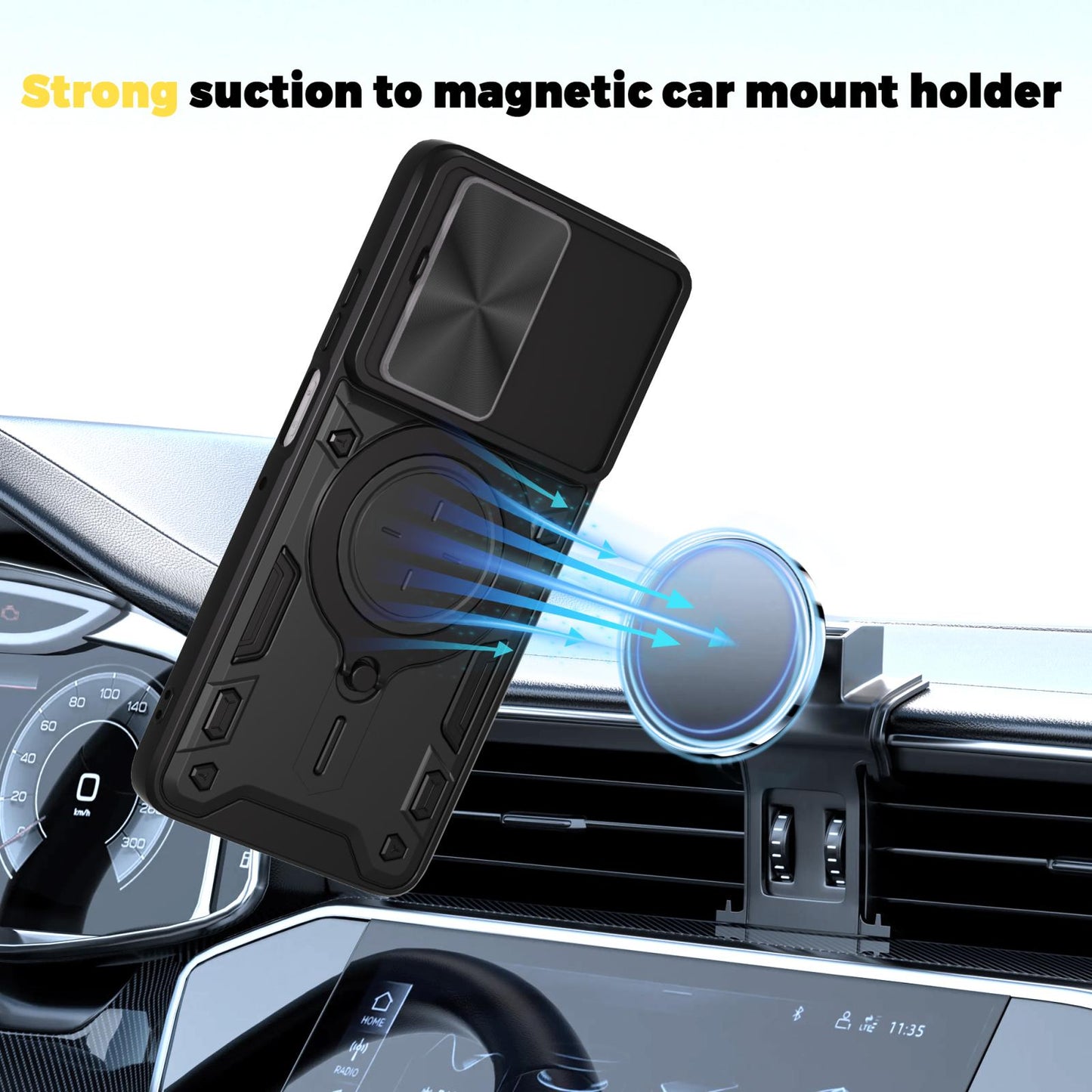 Motorola Moto G56 5G Magnetic Holder CD Texture Sliding Camshield Phone Case, TPU PC Shockproof Cover