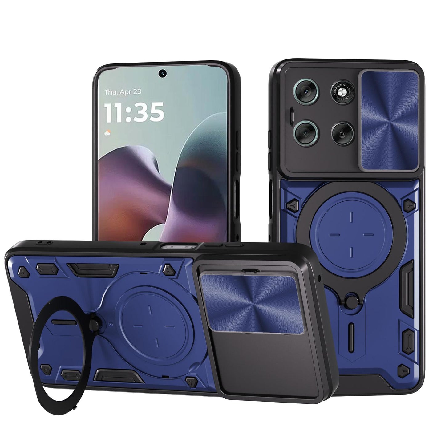 Motorola Moto G56 5G Magnetic Holder CD Texture Sliding Camshield Phone Case, TPU PC Shockproof Cover