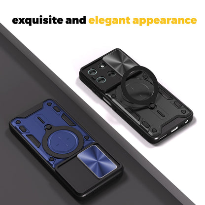 Motorola Moto G56 5G Magnetic Holder CD Texture Sliding Camshield Phone Case, TPU PC Shockproof Cover
