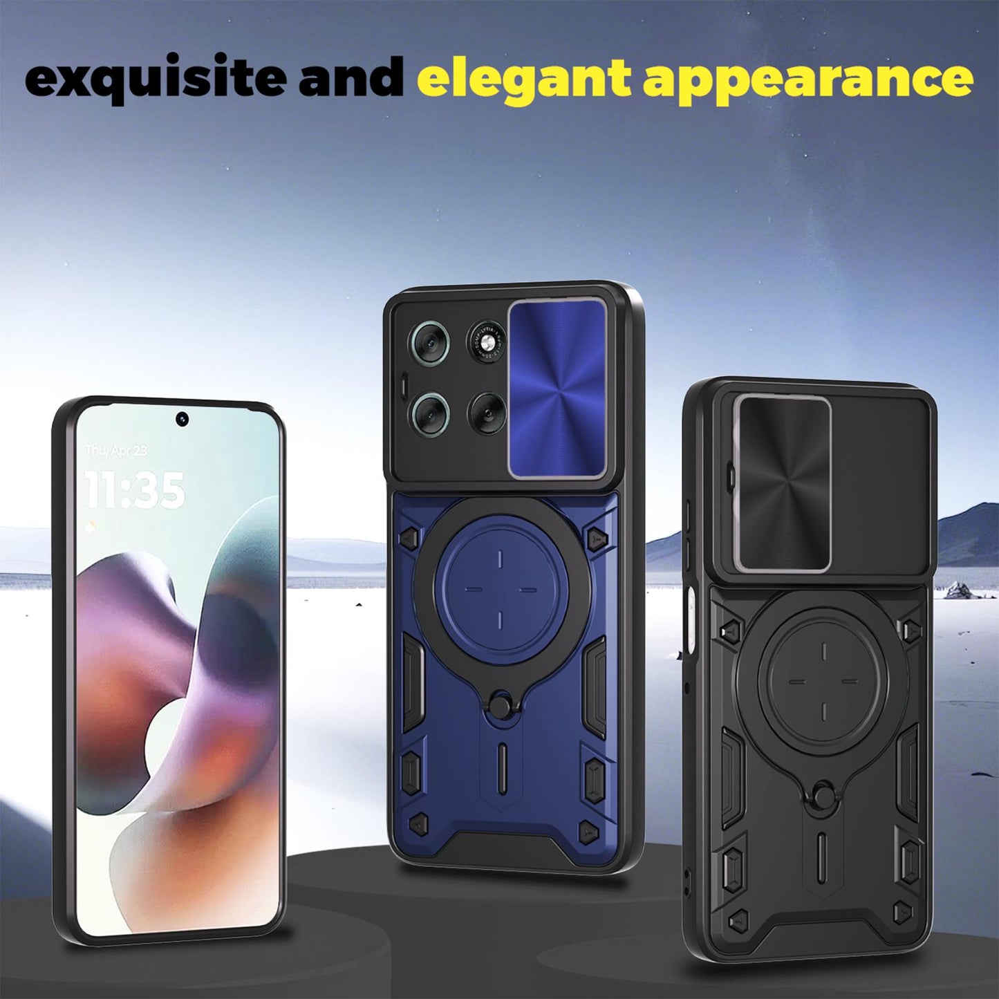 Motorola Moto G56 5G Magnetic Holder CD Texture Sliding Camshield Phone Case, TPU PC Shockproof Cover