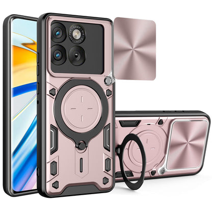 Motorola Edge 70 5G Magnetic Holder CD Texture Sliding Camshield Phone Case, TPU PC Shockproof Cover
