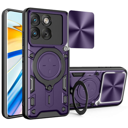 Motorola Edge 70 5G Magnetic Holder CD Texture Sliding Camshield Phone Case, TPU PC Shockproof Cover