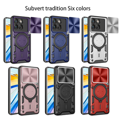 Motorola Edge 70 5G Magnetic Holder CD Texture Sliding Camshield Phone Case, TPU PC Shockproof Cover