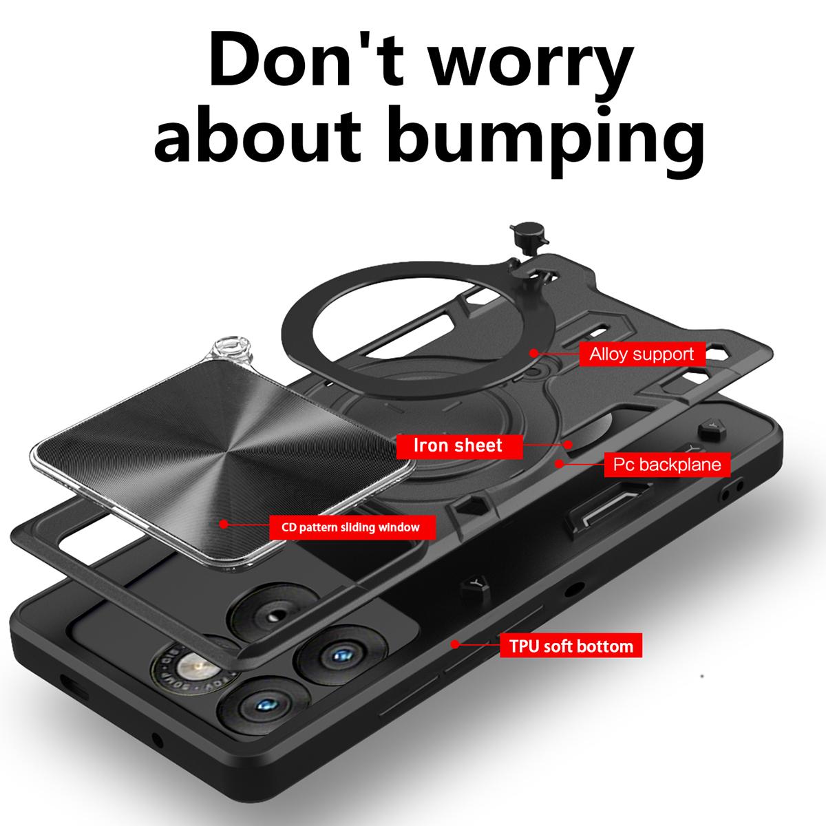 Motorola Edge 70 5G Magnetic Holder CD Texture Sliding Camshield Phone Case, TPU PC Shockproof Cover