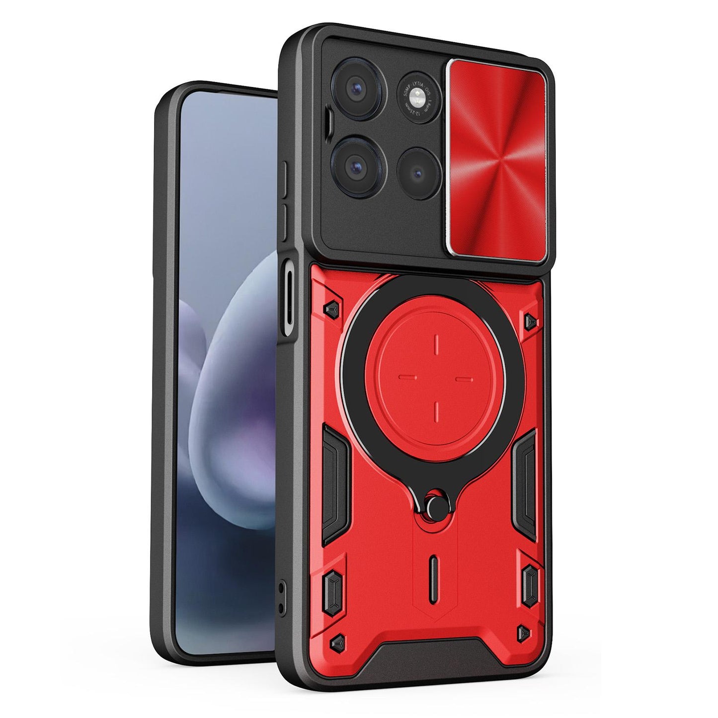 Motorola Moto G67 Power 5G Magnetic Holder CD Texture Sliding Camshield Phone Case, TPU PC Shockproof Cover