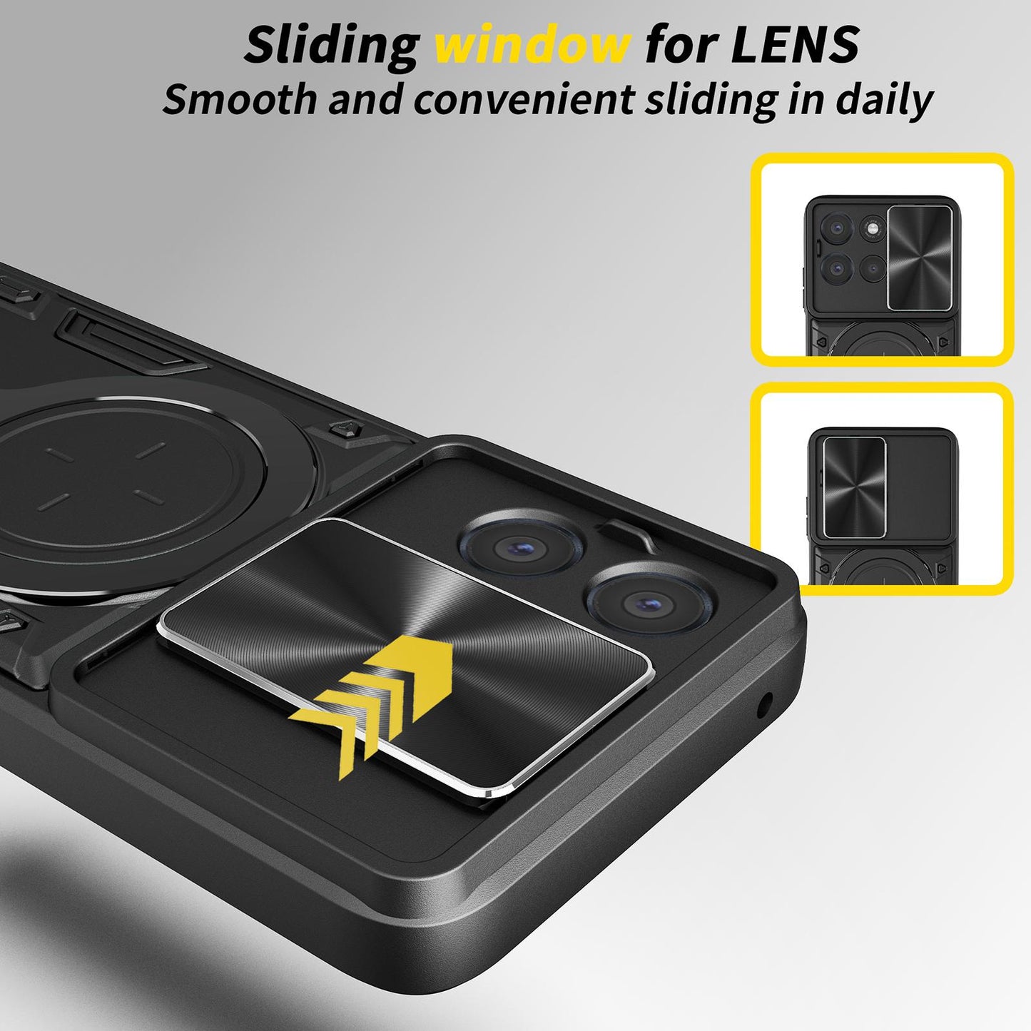 Motorola Moto G67 Power 5G Magnetic Holder CD Texture Sliding Camshield Phone Case, TPU PC Shockproof Cover