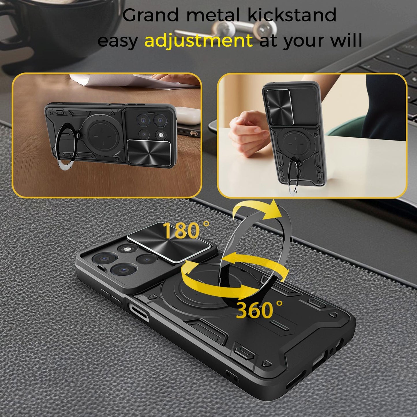 Motorola Moto G67 Power 5G Magnetic Holder CD Texture Sliding Camshield Phone Case, TPU PC Shockproof Cover