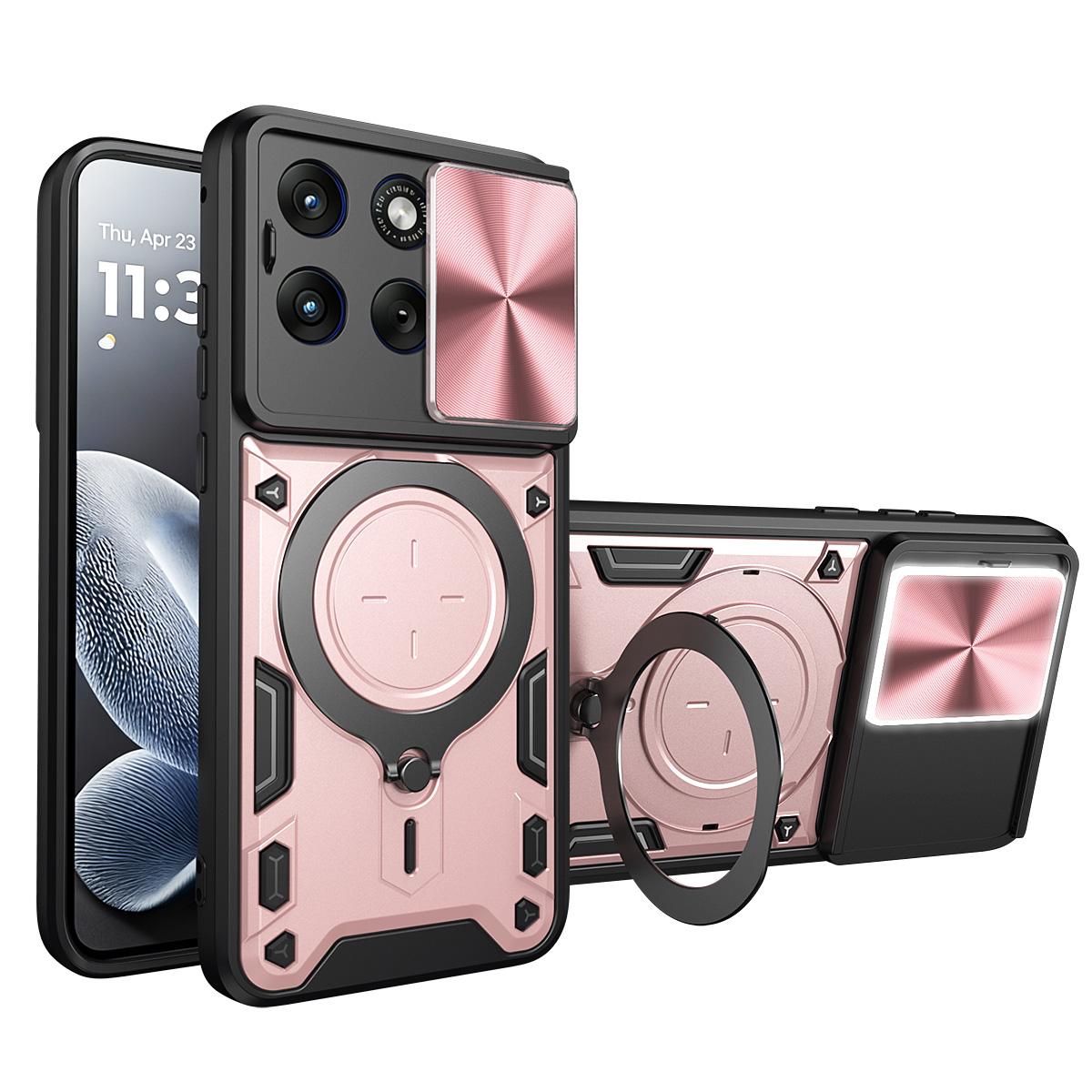 Motorola Edge 70 Fusion 5G Magnetic Holder CD Texture Sliding Camshield Phone Case, TPU PC Shockproof Cover