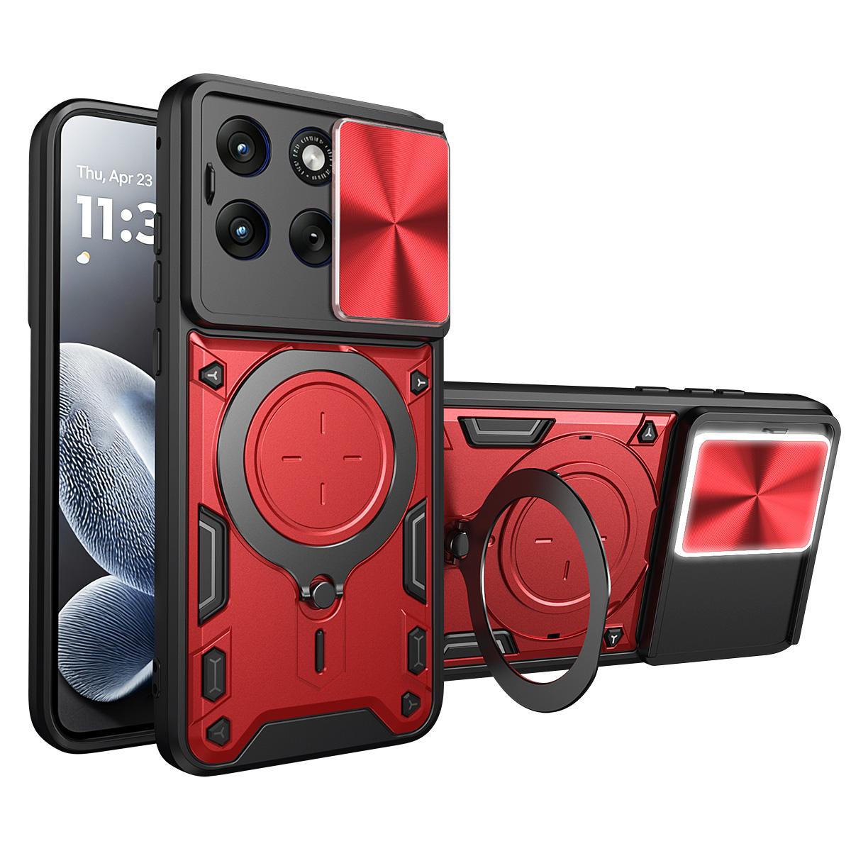 Motorola Edge 70 Fusion 5G Magnetic Holder CD Texture Sliding Camshield Phone Case, TPU PC Shockproof Cover