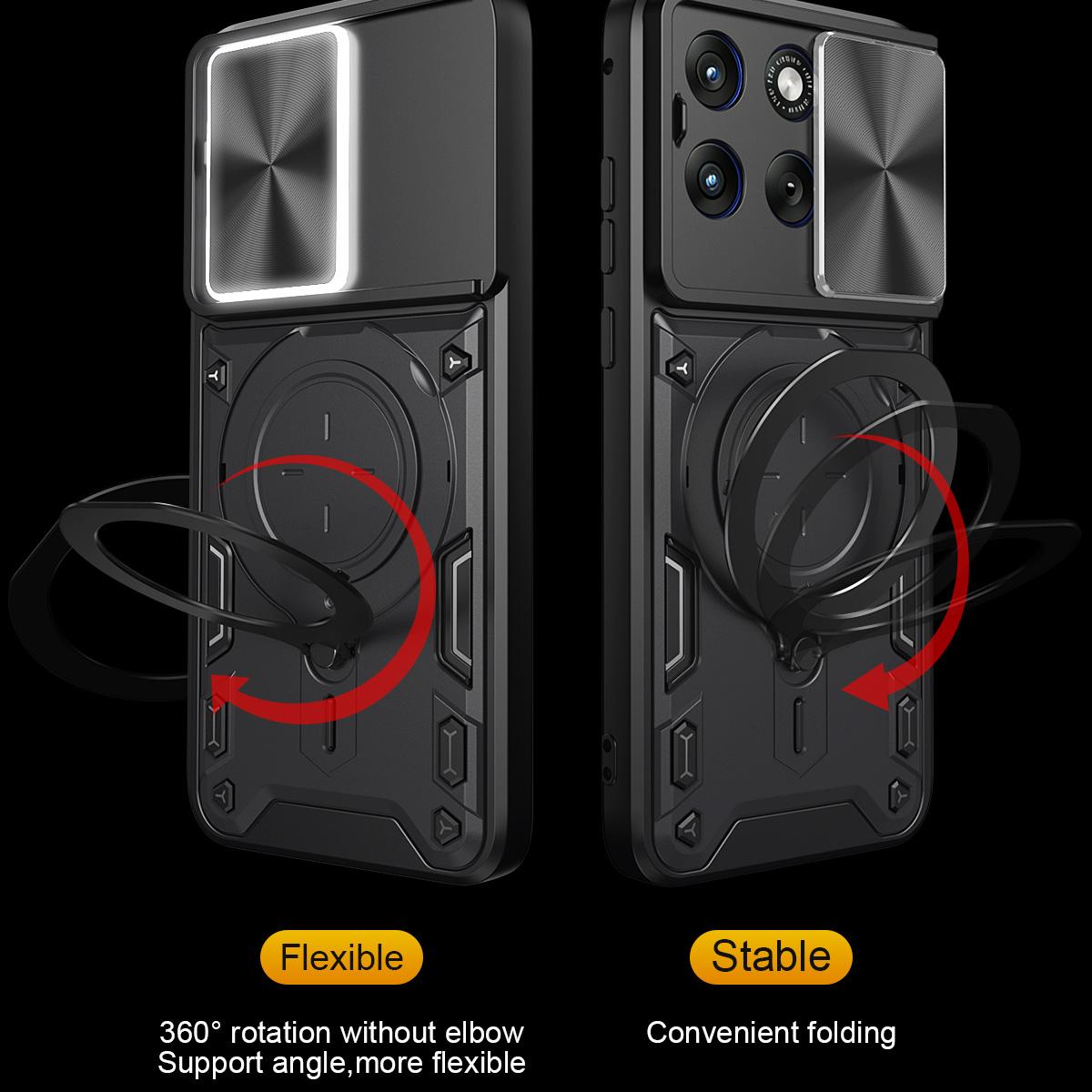 Motorola Edge 70 Fusion 5G Magnetic Holder CD Texture Sliding Camshield Phone Case, TPU PC Shockproof Cover