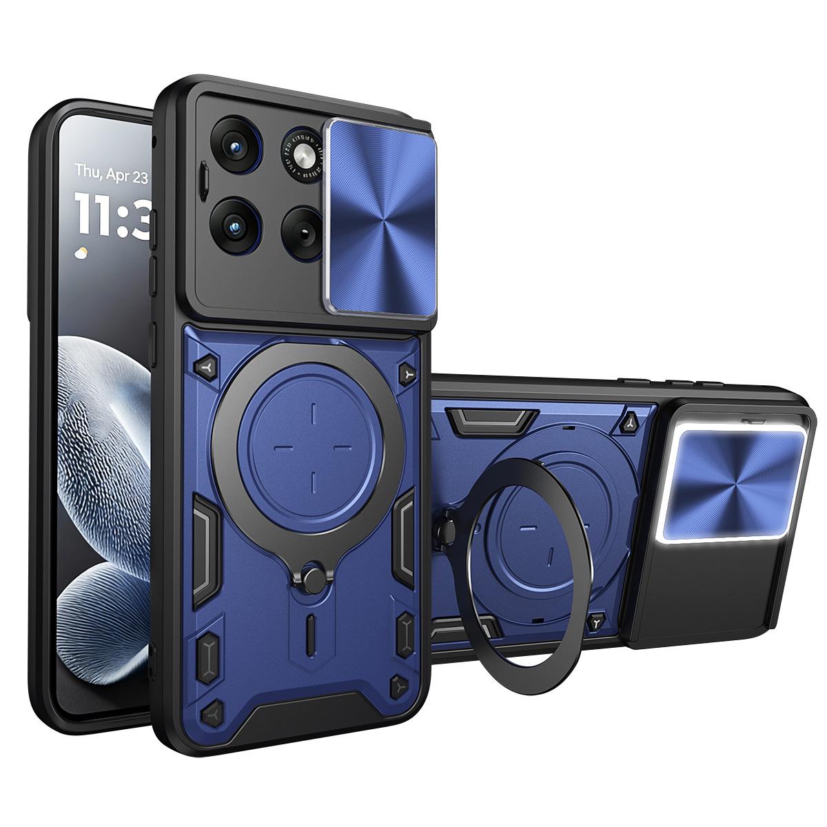 Motorola Edge 70 Fusion 5G Magnetic Holder CD Texture Sliding Camshield Phone Case, TPU PC Shockproof Cover