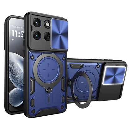 Motorola Edge 70 Fusion 5G Magnetic Holder CD Texture Sliding Camshield Phone Case, TPU PC Shockproof Cover