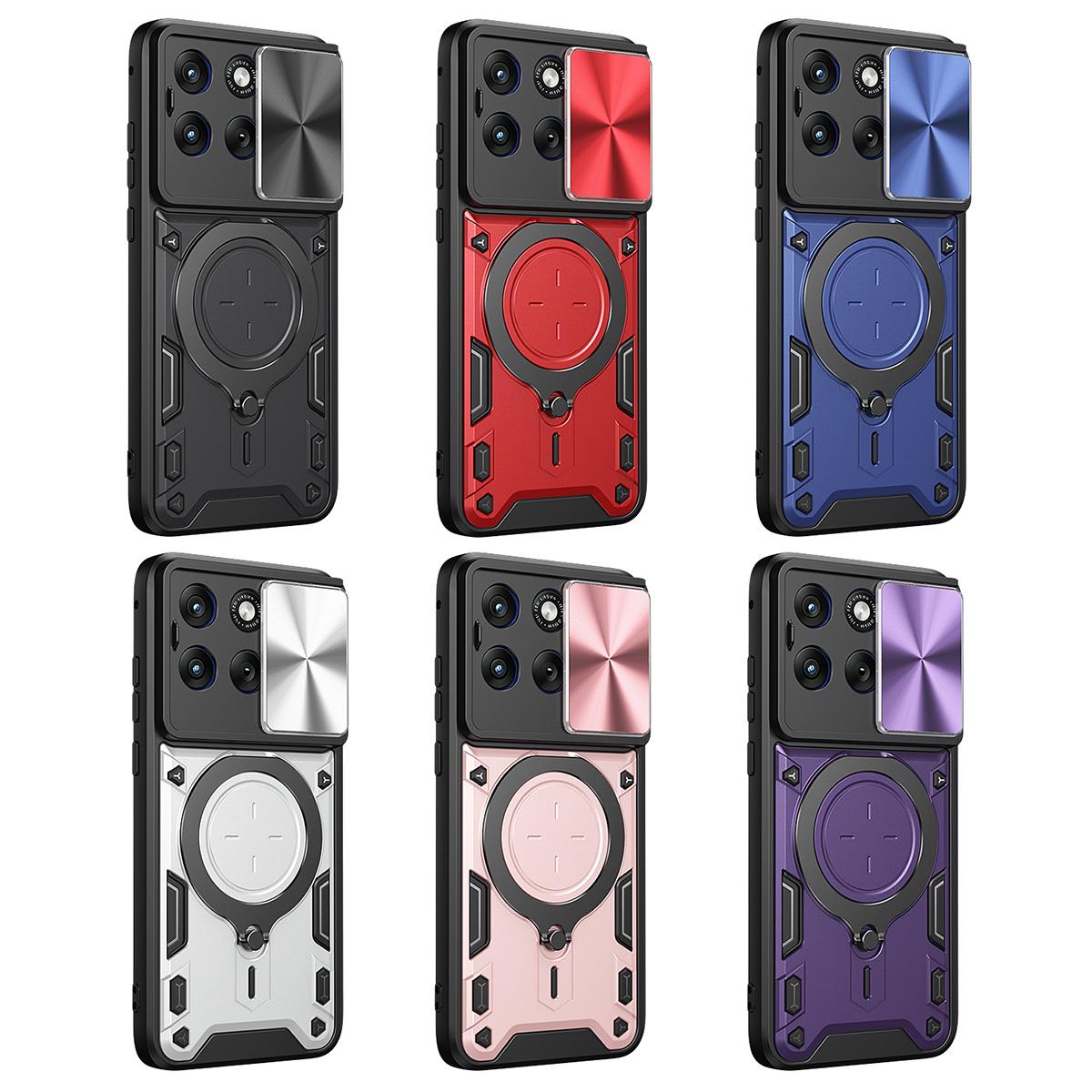 Motorola Edge 70 Fusion 5G Magnetic Holder CD Texture Sliding Camshield Phone Case, TPU PC Shockproof Cover