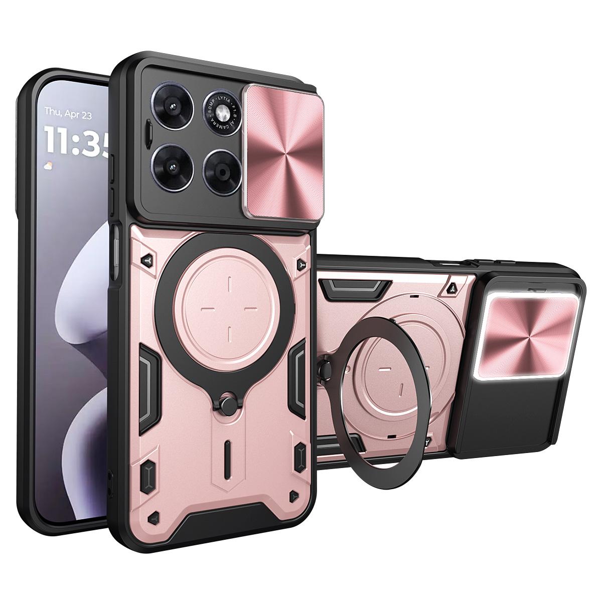 Motorola Moto G67 5G Magnetic Holder CD Texture Sliding Camshield Phone Case, TPU PC Shockproof Cover