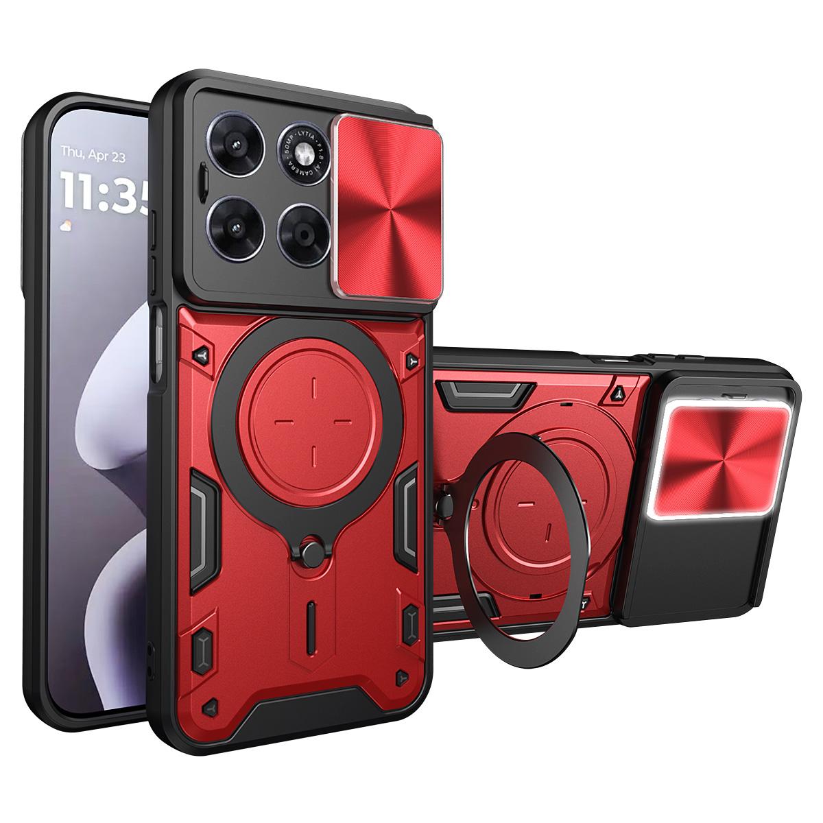 Motorola Moto G67 5G Magnetic Holder CD Texture Sliding Camshield Phone Case, TPU PC Shockproof Cover