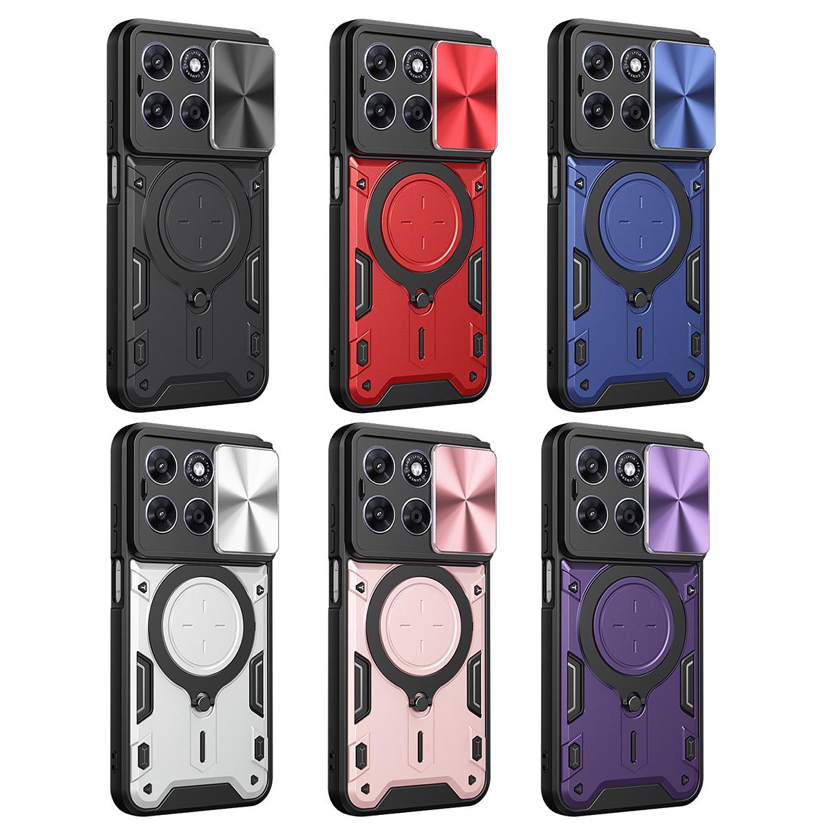 Motorola Moto G67 5G Magnetic Holder CD Texture Sliding Camshield Phone Case, TPU PC Shockproof Cover
