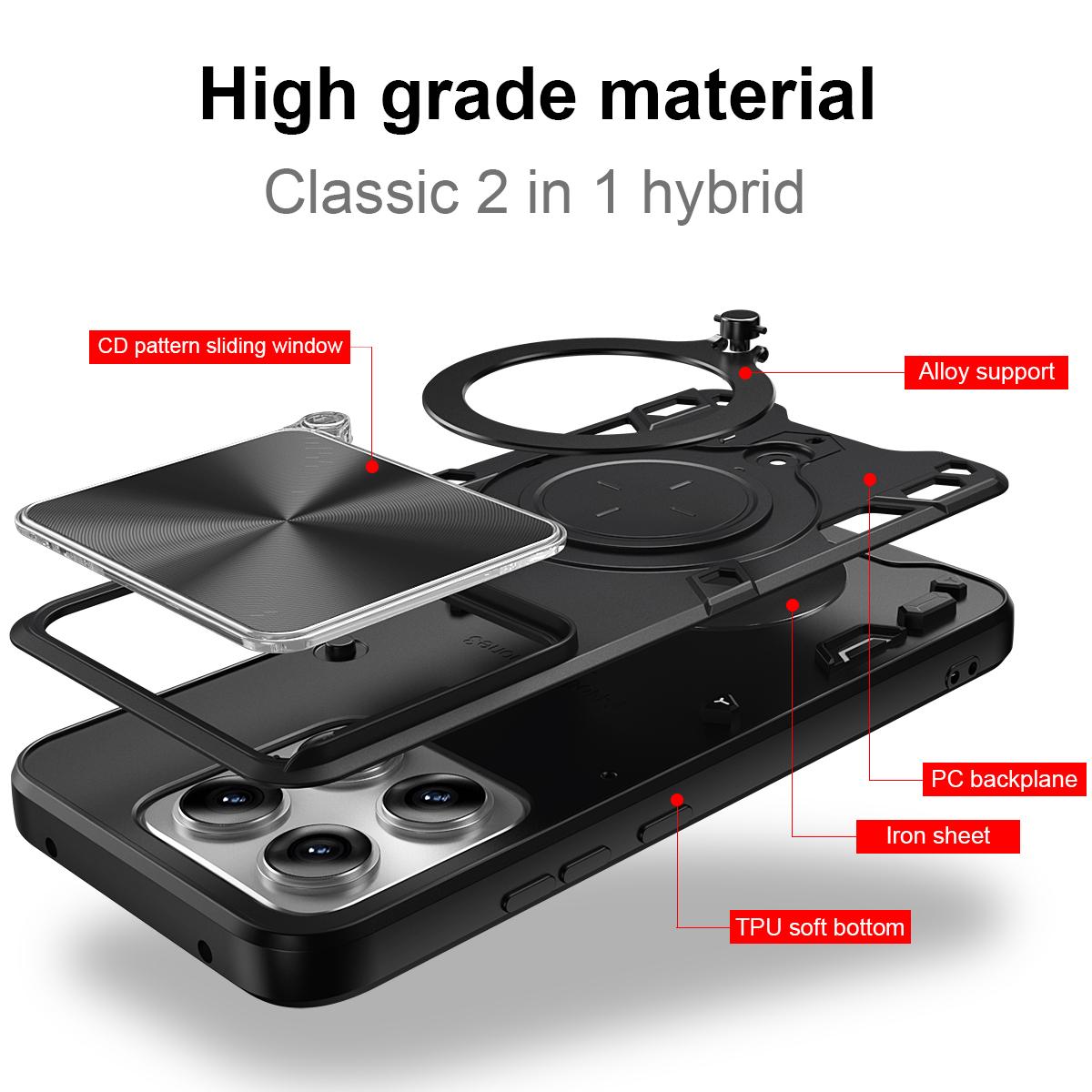 Motorola Edge 70 Pro 5G Magnetic Holder CD Texture Sliding Camshield Phone Case, TPU PC Shockproof Cover