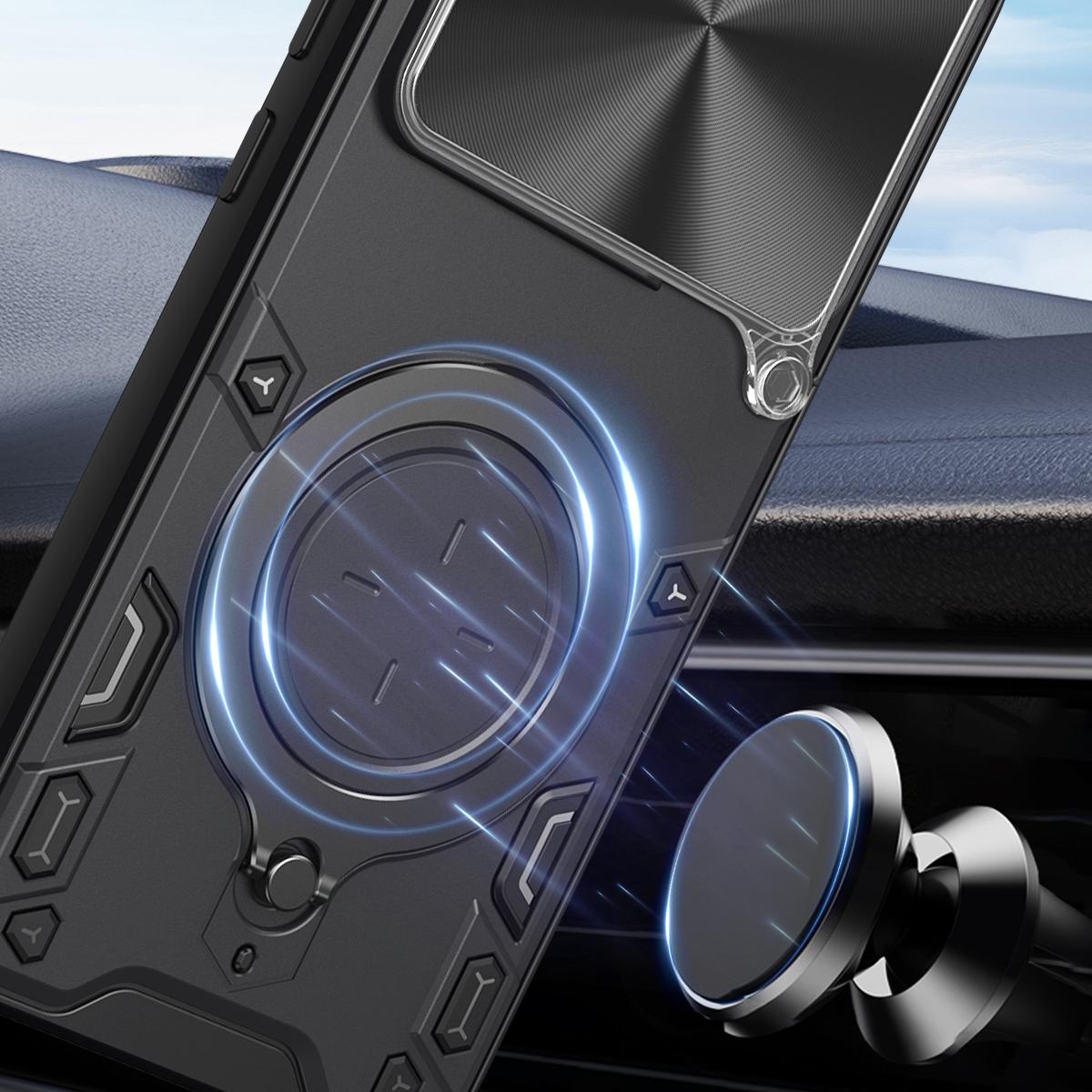 Motorola Edge 70 Pro 5G Magnetic Holder CD Texture Sliding Camshield Phone Case, TPU PC Shockproof Cover