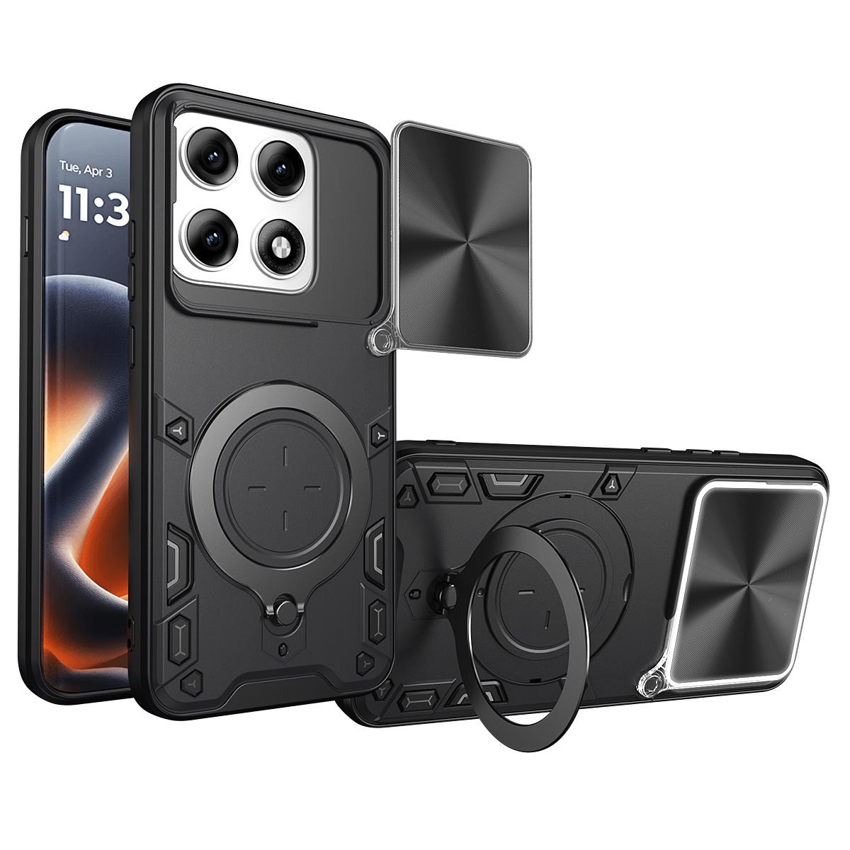 Motorola Edge 70 Pro 5G Magnetic Holder CD Texture Sliding Camshield Phone Case, TPU PC Shockproof Cover