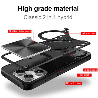 Motorola Edge 70 Pro 5G Magnetic Holder CD Texture Sliding Camshield Phone Case, TPU PC Shockproof Cover
