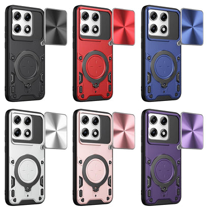 Motorola Edge 70 Pro 5G Magnetic Holder CD Texture Sliding Camshield Phone Case, TPU PC Shockproof Cover