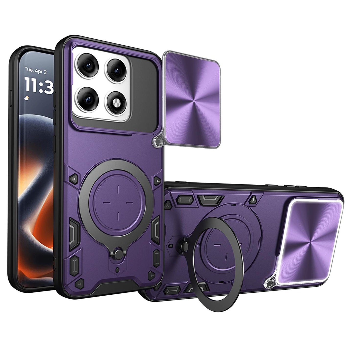 Motorola Edge 70 Pro 5G Magnetic Holder CD Texture Sliding Camshield Phone Case, TPU PC Shockproof Cover