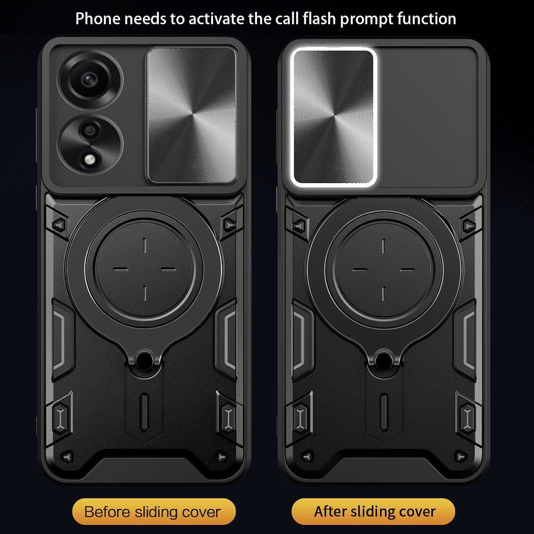 OPPO A78 4G Magnetic Holder CD Texture Sliding Camshield Phone Case, TPU PC Shockproof Cover