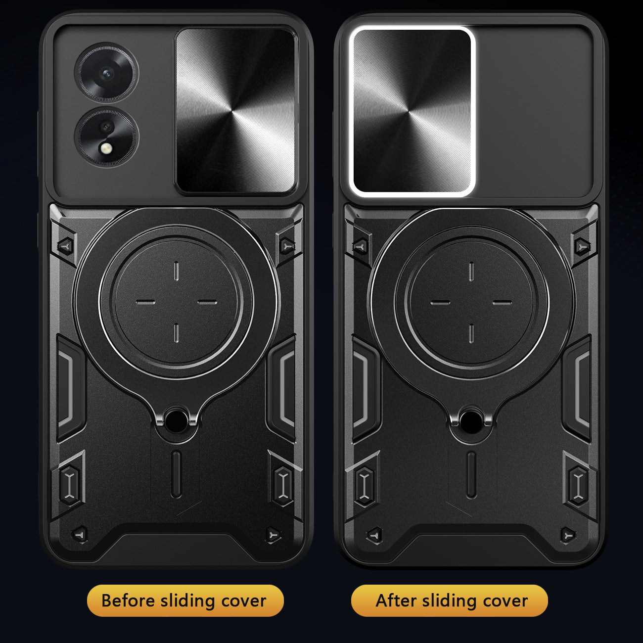 OPPO A38 4G Magnetic Holder CD Texture Sliding Camshield Phone Case, TPU PC Shockproof Cover