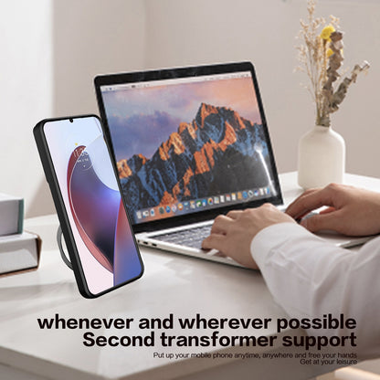 OPPO Reno10 5G Magnetic Holder CD Texture Sliding Camshield Phone Case, TPU PC Shockproof Cover