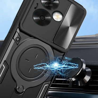 OPPO A79 5G Magnetic Holder CD Texture Sliding Camshield Phone Case, TPU PC Shockproof Cover